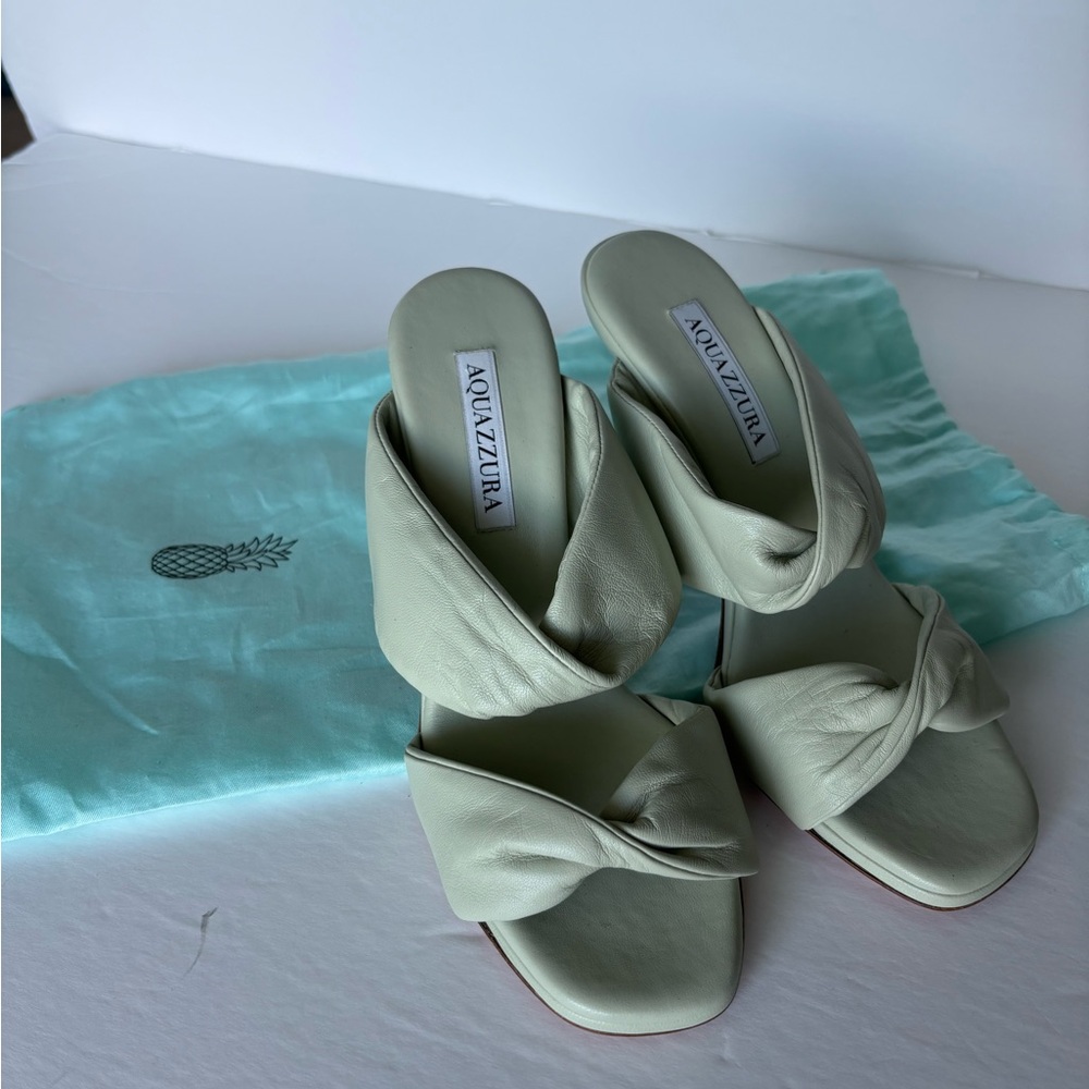 Aquazzura Light Green Knotted Sandals